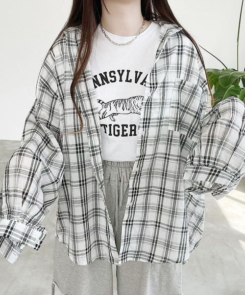 Nana ブラウス シャツ オーバーサイズチェックシャツ レディース