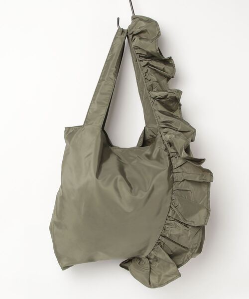 るにち様オーダー　フリルキルトトートバッグ　フォレストウェーブ　グリーン flower wave quilting tote (khaki) – POPPY