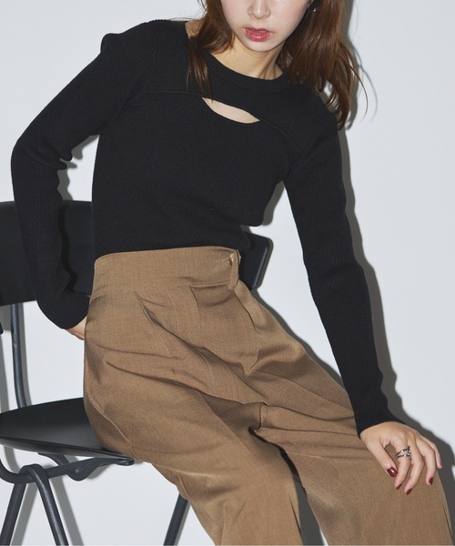 SETUP7 ニット セーター 「SETUP7」crew neck front Slit Knit