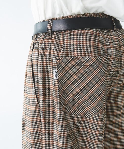 Adoon plain パンツ アソートタックワイドチェックパンツ メンズ