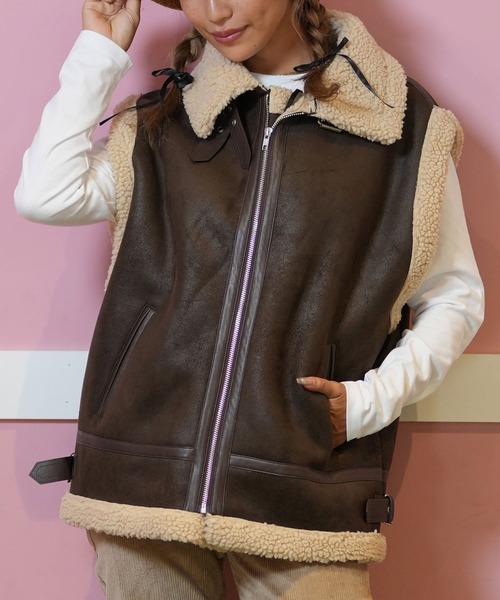 ベスト ジレ RIKKA FEMME/リッカファム フライトベスト ジャケット   RF24FW11 レディース RIKKA FEMME ベスト ジレ FEMME/リッカファム フライトベスト