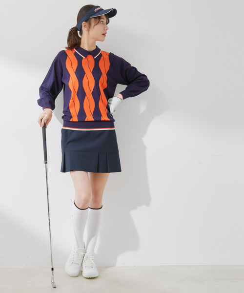 JUN&ROPE'（ジュンアンドロペ） ニット セーター ケーブル柄衿使いパフ