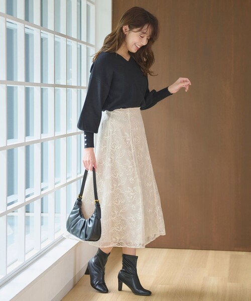 rurumu:　レース　フレア　スカート 総レースフレアスカート