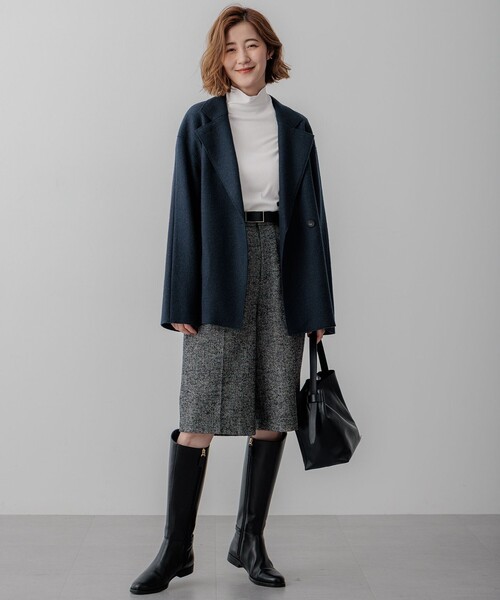 みや★美品23区◆ゆったりサイズ44 コンプレストパイルコート 濃グレー 23区（ニジュウサンク） コート アウター コンプレストパイル ライト