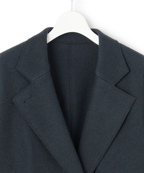 みや☆美品23区◇ゆったりサイズ44 コンプレストパイルコート 濃グレー