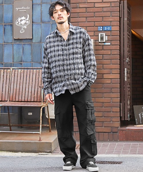 LUXSTYLE カーゴパンツ レーヨン×ナイロンワイドカーゴパンツ