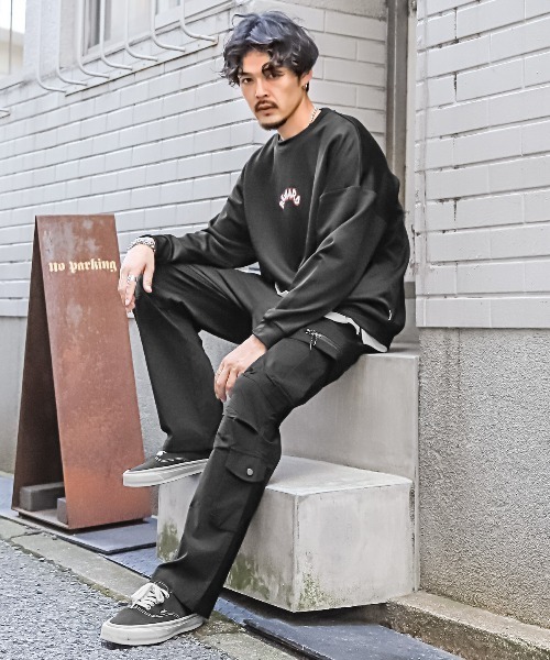LUXSTYLE カーゴパンツ レーヨン×ナイロンワイドカーゴパンツ