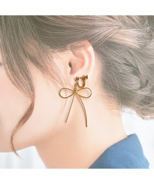 TONE（トネ） イヤリング 「fuwari」ワイヤーリボン イヤリング(MA
