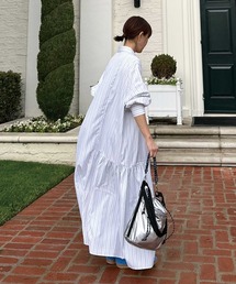 シャツワンピース 「CORNERS by KR」長袖サイドギャザーシャツ