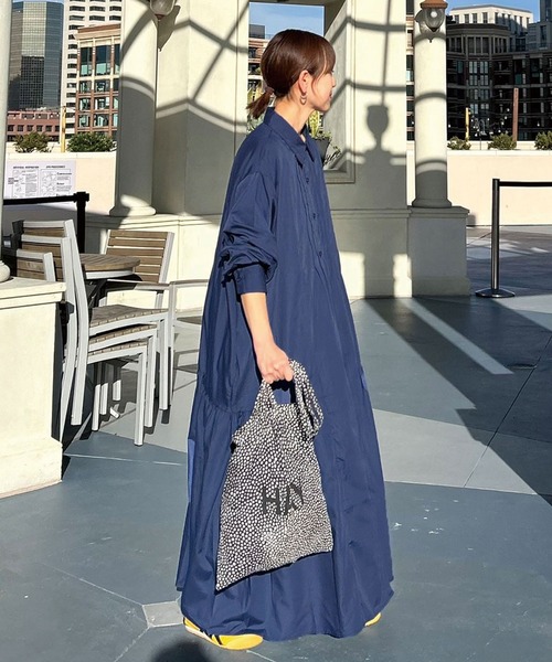 シャツワンピース 「CORNERS by KR」長袖サイドギャザーシャツ