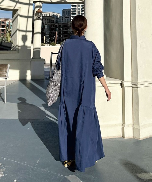 シャツワンピース 「CORNERS by KR」長袖サイドギャザーシャツ