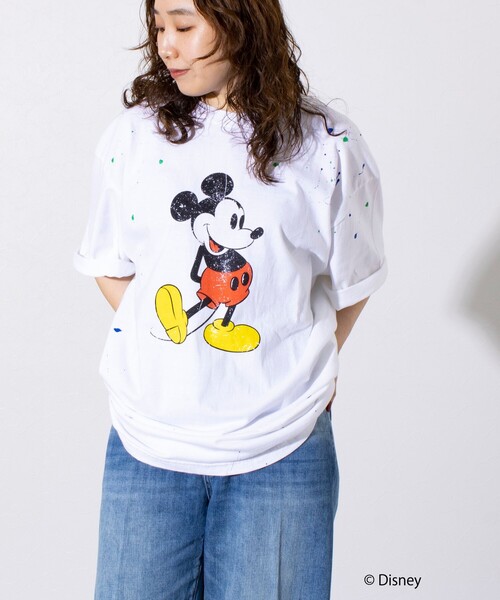 新品 GOOD ROCK SPEED別注ペンキ/ダメージ／ミッキー/MICKEY GOOD ROCK SPEED】別注ペンキ/ダメージ加工/ミッキー/MICKEY/ T
