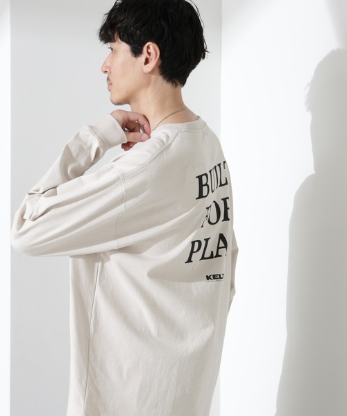 KELTY ケルティ × NANO universe Tシャツ ベージュ サイズ:M | 24春夏 USAコットン 天竺Tシャツ / ロンT クルーネック オーバーサイズ ドロップショルダー ロゴ コットン ストレッチ | トップス カットソー 長袖【レディース】【中古】 NANO universe｜「KELTY×NANO universe」USAコットン天竺Tシャツ長袖