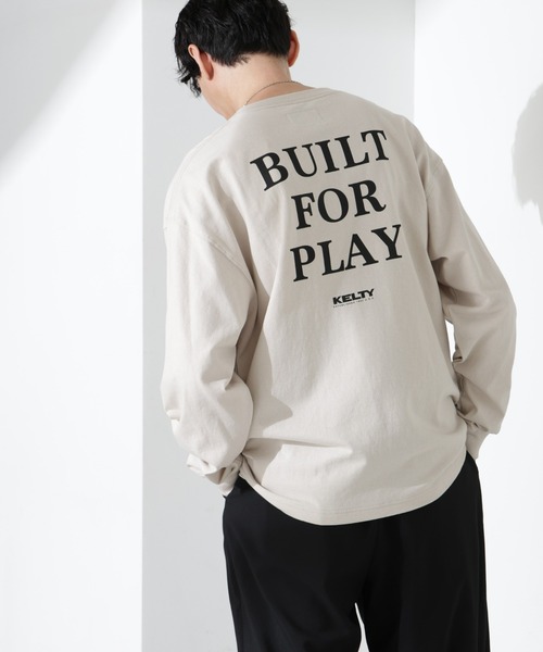 KELTY ケルティ × NANO universe Tシャツ ベージュ サイズ:M | 24春夏 USAコットン 天竺Tシャツ / ロンT クルーネック オーバーサイズ ドロップショルダー ロゴ コットン ストレッチ | トップス カットソー 長袖【レディース】【中古】 NANO universe（ナノ・ユニバース） tシャツ 「KELTY×NANO universe