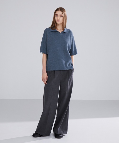 トップス SKIPPER KNIT POLO CHARCOAL/ XS Cotton Silk Knit Skipper Polo in Charcoal – Brooklyn Tailors