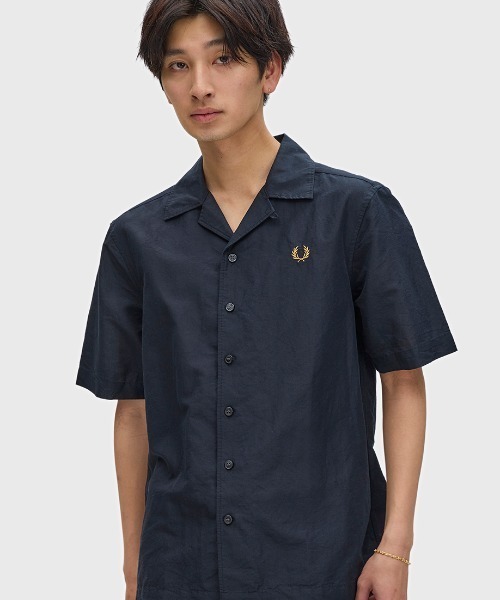 FRED PERRY（フレッドペリー） シャツ 半袖 Linen Blend Revere Collar