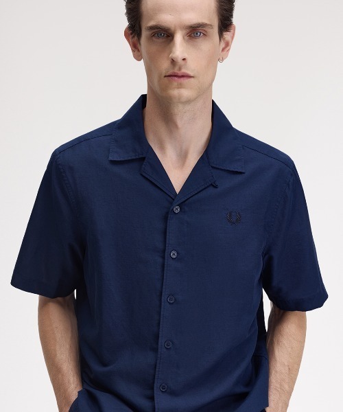 FRED PERRY シャツ Linen Blend Revere Collar Shirt／リネン