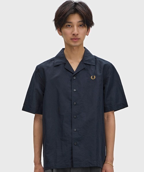 FRED PERRY（フレッドペリー） シャツ 半袖 Linen Blend Revere Collar