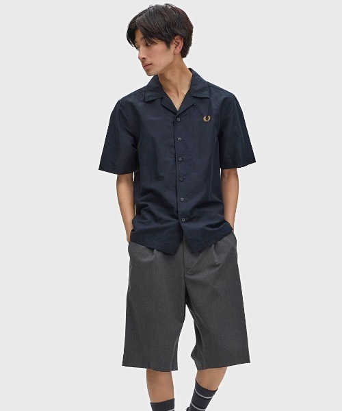 FRED PERRY（フレッドペリー） シャツ 半袖 Linen Blend Revere Collar