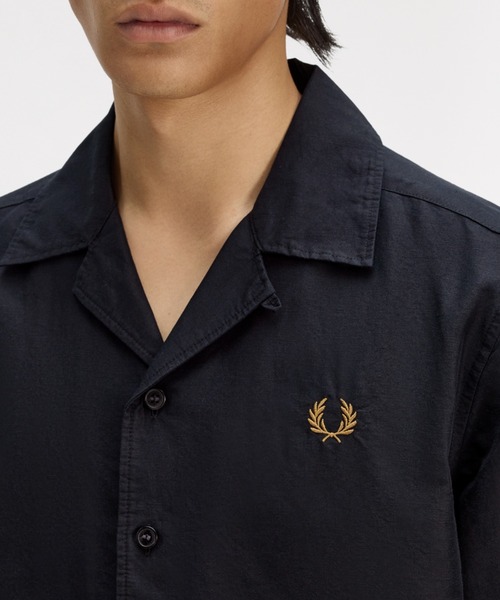 FRED PERRY（フレッドペリー） シャツ 半袖 Linen Blend Revere Collar