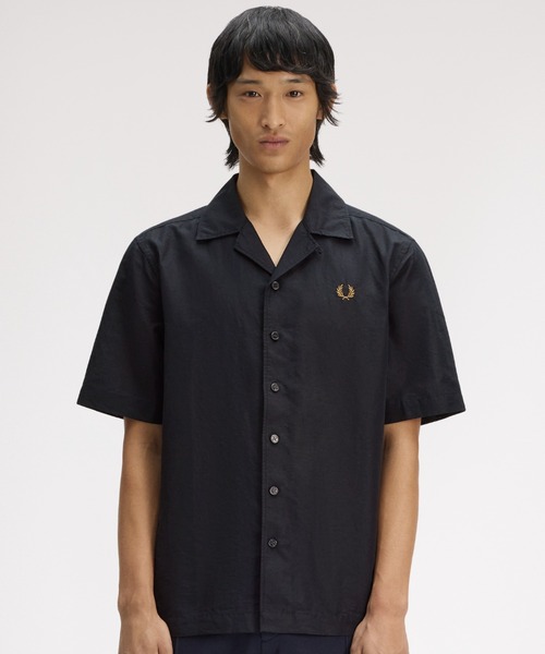 FRED PERRY（フレッドペリー） シャツ 半袖 Linen Blend Revere Collar