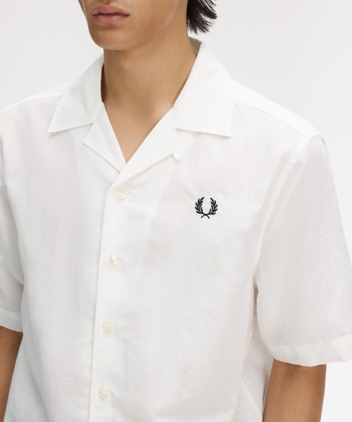 FRED PERRY（フレッドペリー） シャツ 半袖 Linen Blend Revere Collar