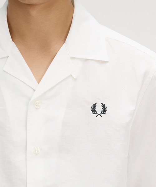 FRED PERRY（フレッドペリー） シャツ 半袖 Linen Blend Revere Collar