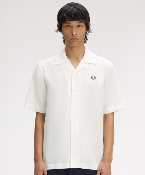 FRED PERRY（フレッドペリー） シャツ 半袖 Linen Blend Revere Collar
