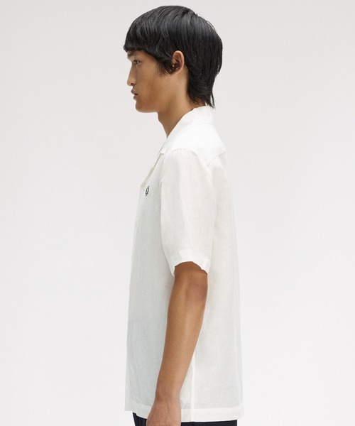 FRED PERRY（フレッドペリー） シャツ 半袖 Linen Blend Revere Collar