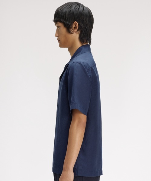 FRED PERRY（フレッドペリー） シャツ 半袖 Linen Blend Revere Collar