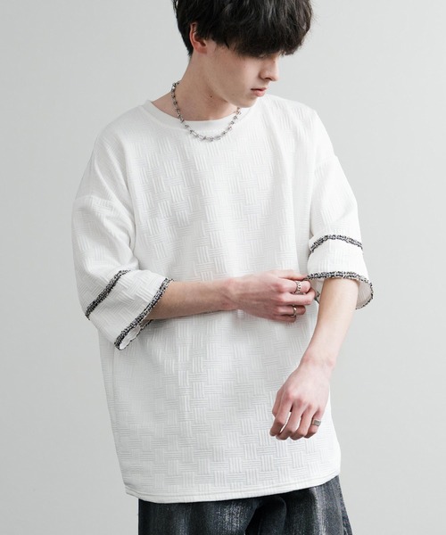 boohoo MAN★オーバーサイズ 半袖 インターロック生地 Tシャツ Rocky Monroe tシャツ オーバーサイズマトラッセ袖ライン半袖T