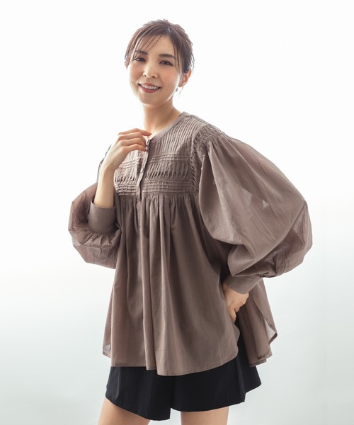 ブラウス シャツ ボリュームシアーブラウス「DIP IN CHOCOLATE」 レディース DIP IN CHOCOLATE ブラウス シャツ シアースリーブブラウス「DIP