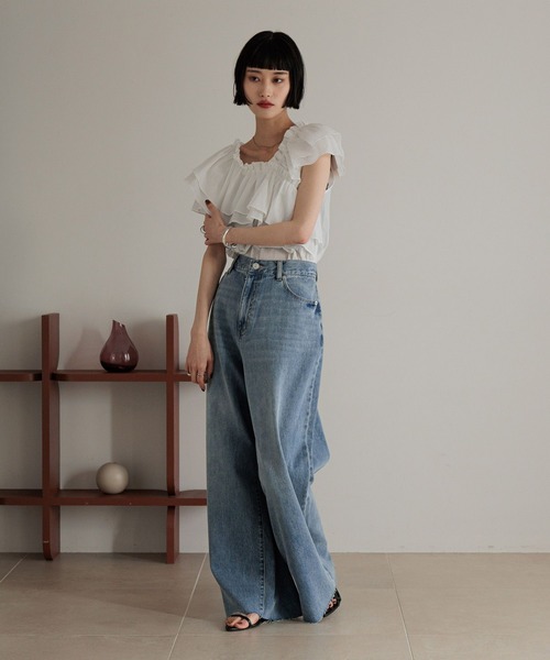 LOWRYS FARM ブラウス シャツ アシメフリルギャザーSS 322948