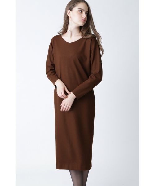 【良品】ワンピース PINKY&DIANNE ピンキーアンドダイアン七分袖　長袖 PINKY&DIANNE（ピンキー アンド ダイアン） 7分袖ワンピース 36 レッド