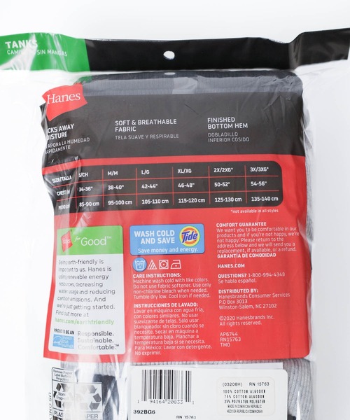 Hanes US企画　タンクトップ 6枚入り Hanes ヘインズ タンクトップ 6枚組み TAGLESS COMFORTSOFT A