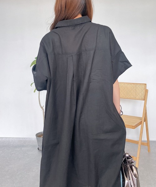 AS KNOW ワンピース ○ボタン付きスキッパーデザイン5分袖