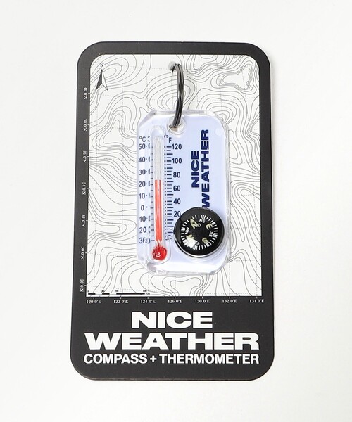 ナイスウェザー温度計キーリングホワイト NICE WEATHER 「NICE WEATHER」COMPASS&THERMOMETER キーリング