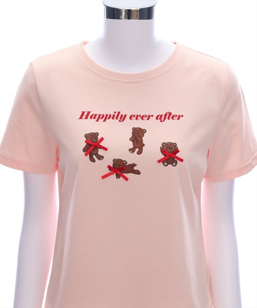 vintage bear クマ　tシャツ　　リボン clear クマプリントリボン付きTシャツ[CL9092] | レディース
