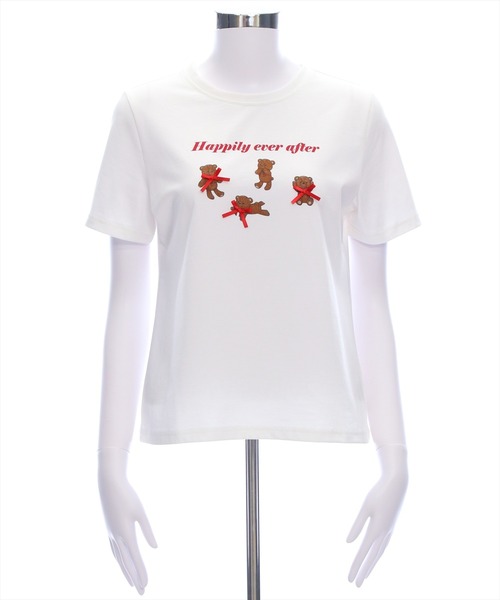 clear tシャツ クマプリントリボン付きTシャツ「バレエコア ガーリー