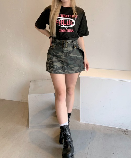 lilful スカート 「インパン付き」太ベルト付き 迷彩柄