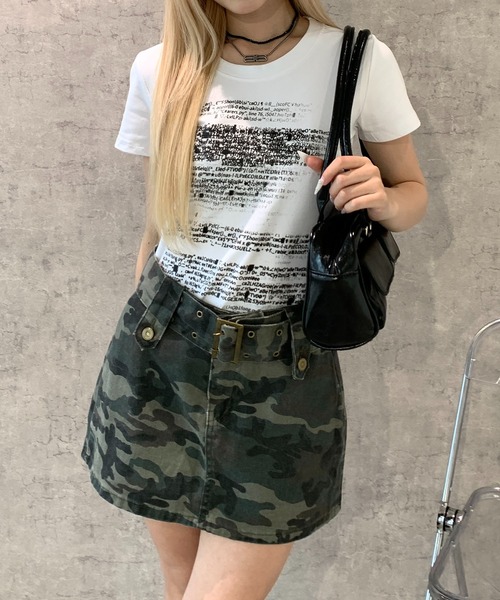 lilful スカート 「インパン付き」太ベルト付き 迷彩柄