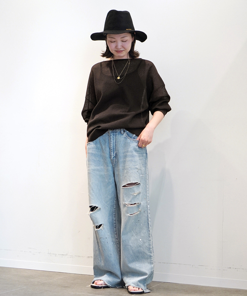 ◇新品◇【AP STUDIO】コットンリネンライトニット　ベージュ セール】コットンリネンライトニット（ニット/セーター）｜AP
