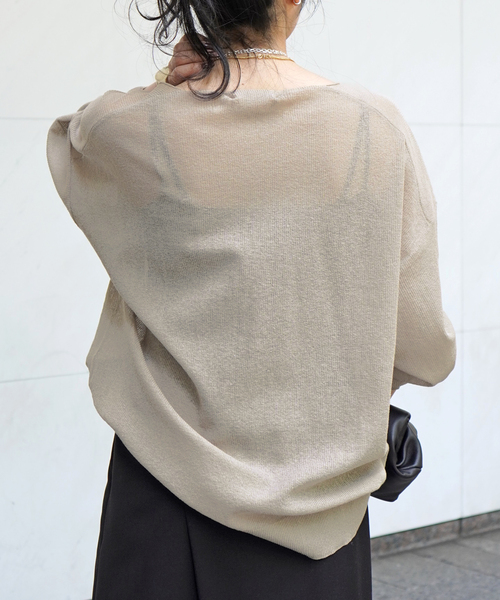 ◇新品◇【AP STUDIO】コットンリネンライトニット　ベージュ コットンリネンライトニット（ニット／セーター）｜AP STUDIO