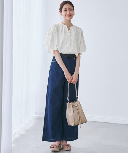 美品♪ROPE◆ロペ◆リネンスキッパーシャツ　ブラウス　シャツ　刺繍 SALON adam et rope' ブラウス シャツ シアーリネンスキッパー