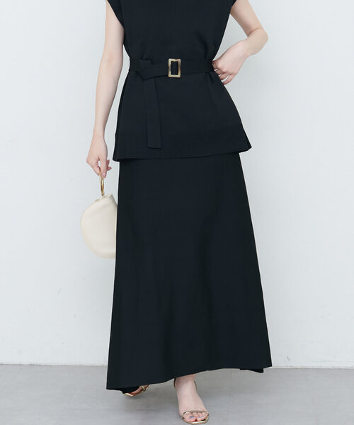 natural couture スカート セットアップ対応 べっこうベルト付き