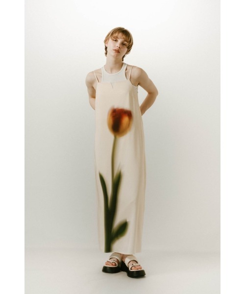 【KnuthMarf】flower print satin dress flower print satin dress/black | KNUTH MARF