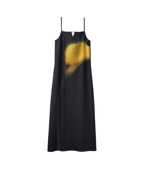 Knuth Marf flower print satin dress ブラック flower print satin dress/black | KNUTH MARF