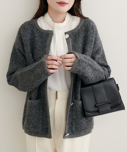 natural couture ジャケット ノーカラージャケット 「WEB限定」ふわ