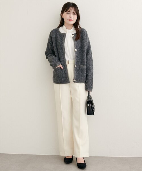 natural couture ジャケット ノーカラージャケット 「WEB限定」ふわ