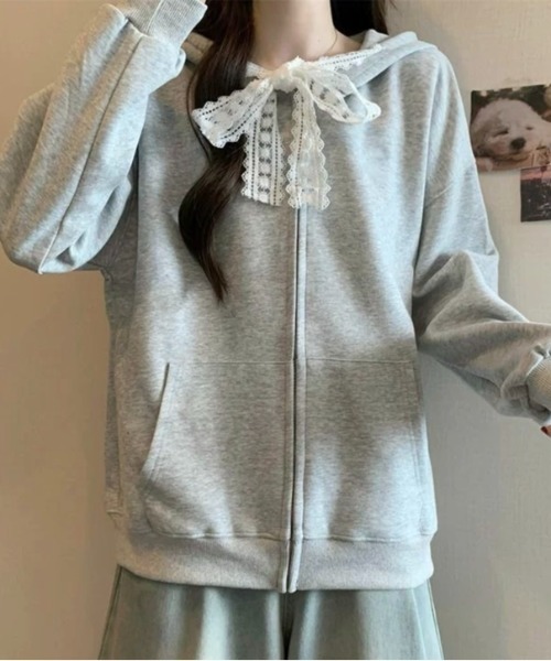 パーカー レーシングスクーバジップフロントフーディ レディース ワンフォークロージング 1111clothing オーバーサイズ ジップ